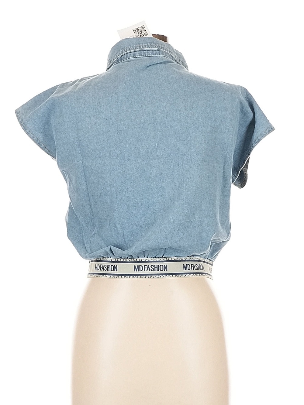 Cropped Denim Button up Shirt MD Fashion NWT - Picture 2 of 6